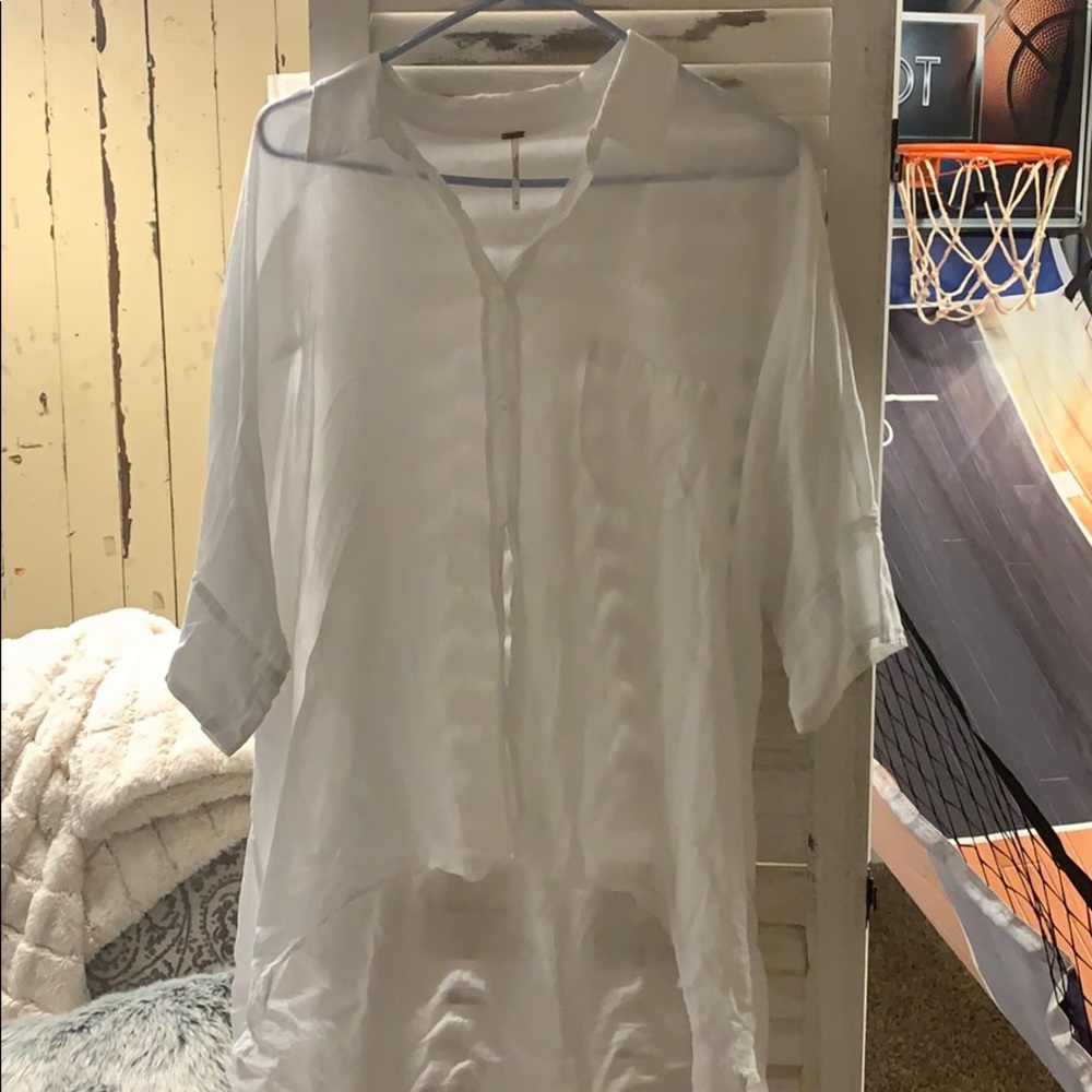 Linen white free people button down